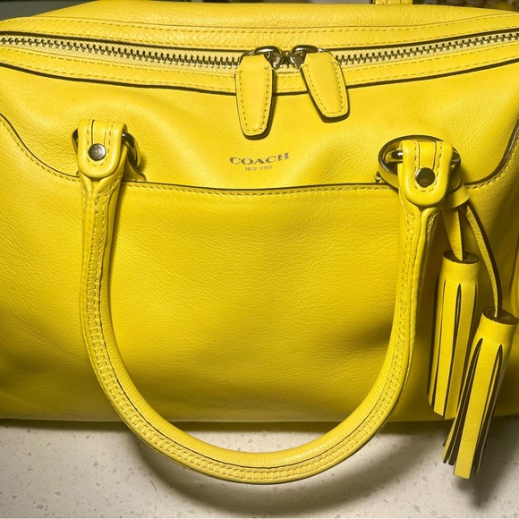 Coach Handbags - Coach Vibrant Yellow Leather Satchel